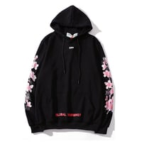 Cherry Blossom Flower Bee Print Hoodie Sweatshirt - Thumbnail 1