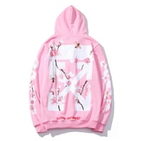 Cherry Blossom Flower Bee Print Hoodie Sweatshirt - Thumbnail 4
