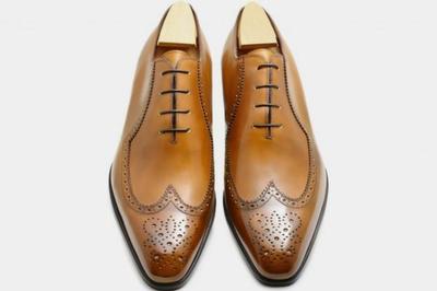 One Cut Classic Wingtip Brogue Pattern Tan Leather Lace Up Gift Shoes Ideal Price