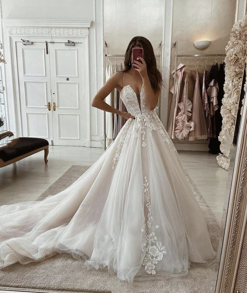 Custom made tulle lace long prom dress evening dress