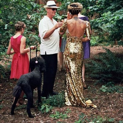 Gold backless long prom dress bridal gown - Thumbnail 3