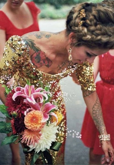 Gold Backless Long Prom Dress Bridal Gown