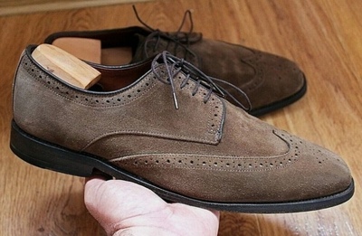 Elegant Brown Handmade Oxfords Wingtip Brogue Suede Casual Wear Lace Up Shoes