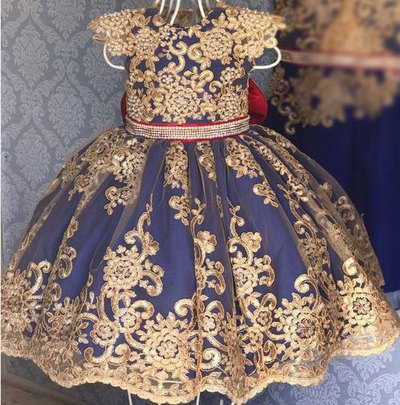 Royal Blue Flower Girl Dresses with Appliques