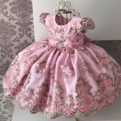 Cap Sleeves Ball Gown Flower Girl Dresses with Appliques