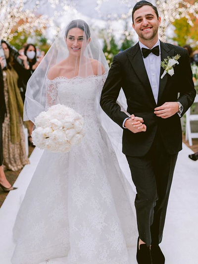 Elegant A-Line Off the Shoulder Long Sleeve White Lace Wedding Dress