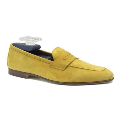 mens casual wear christmas gift outfil yellowish suede loafer shoes