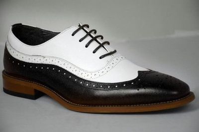 Classic Oxfords Black White Contrast Wingtip Brogue Lace Up Wedding Shoes