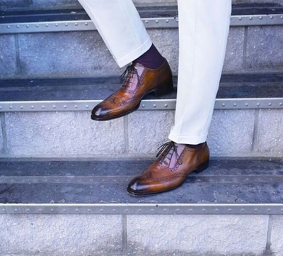 Awesome Wear Two Tone Oxfords Wingtip Brogue Leather Shoes