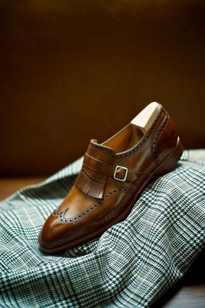 Best Wingtip Monk Shoes,Brown Leather Fringe Monk shoes