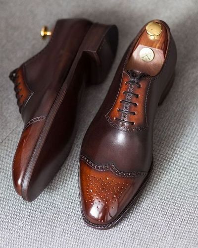 New Tan Brown Wing Tip Brogue leather shoes,Handmade Mens Lace Up shoes, Mens shoes