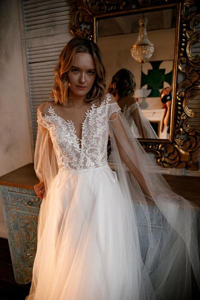 Tulle wedding sparkly separate sleeves-wings Wedding Gown,Wedding Dresses 2021,Bridal Dress