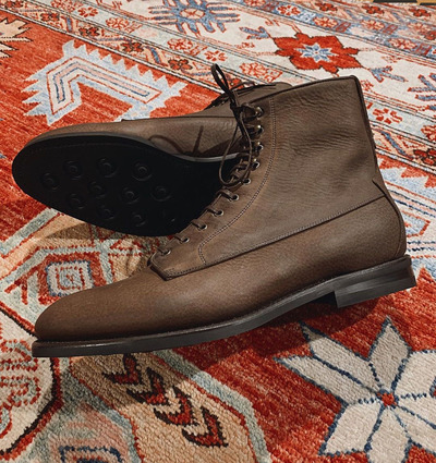 Handmade Bespoke Elegant Brown Ankle High lace Up Leather Boots for Men