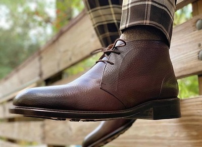 New Handmade Cowhide Leather Brown Chukka Boots
