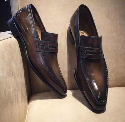 Classic Coffee look Penny Loafer slips on Men's Shoes