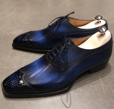 Handmade Two Tone Wingtip Brogue Leather Lace Up Shoes