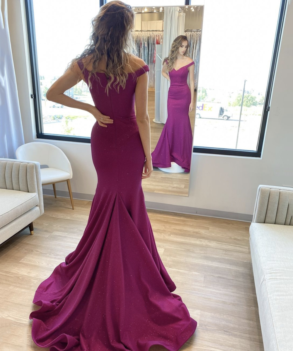 Mermaid long prom dress v neck evening dress