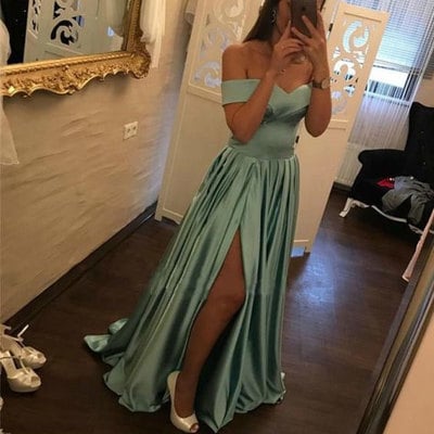 Off the shoulder slit prom dresses  - Thumbnail 4