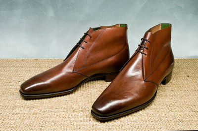 Classic Men's Handmade Brown Leather Lace Up Ankle Dressy Chukka Formal Boots