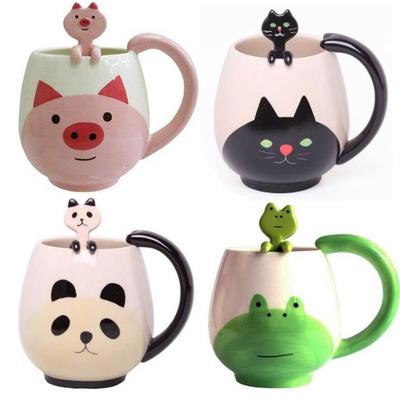 Cute Ceramic Animal Mugs With Spoon
