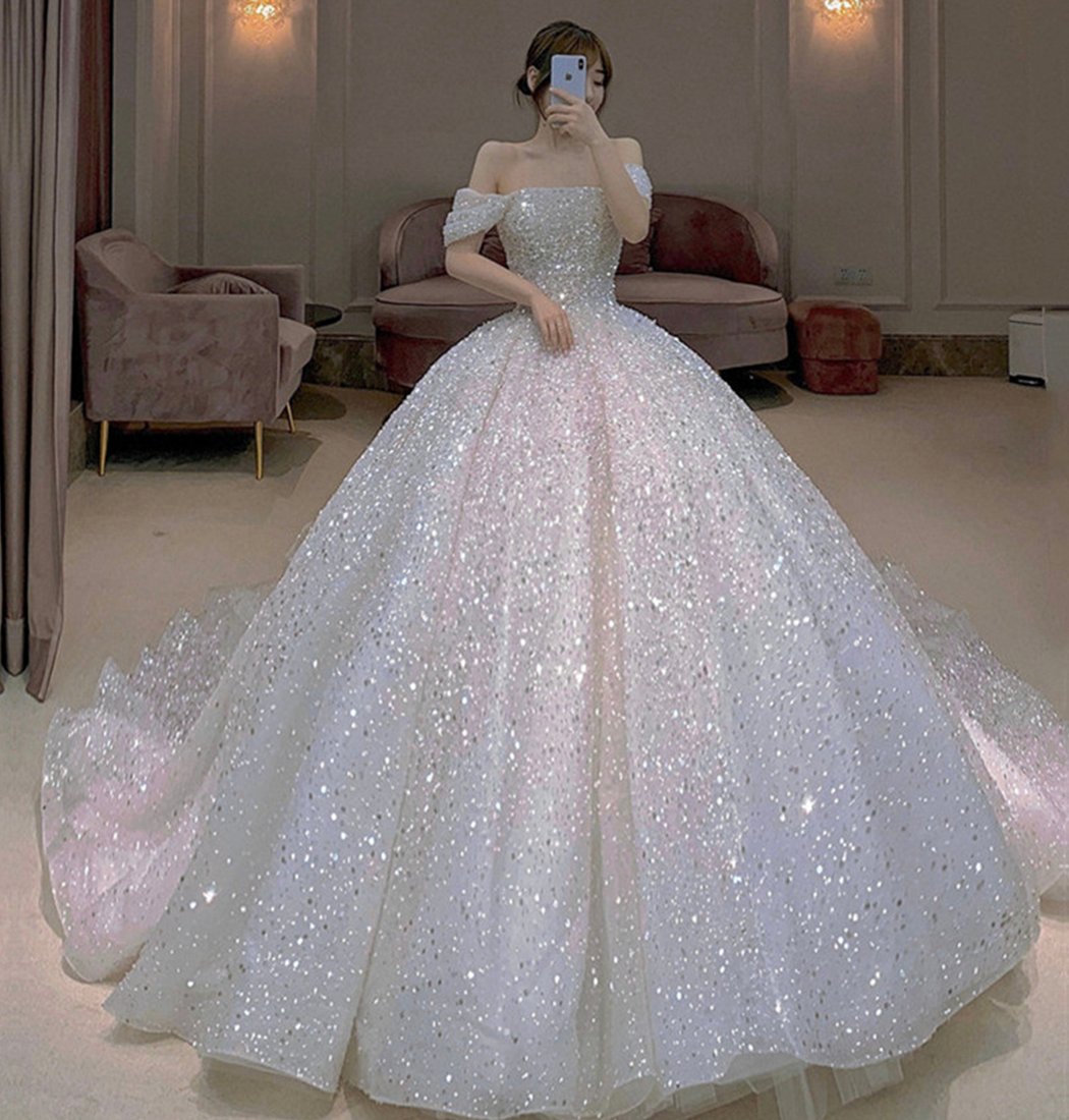 Amazing tulle sequins ball gown dress formal dress