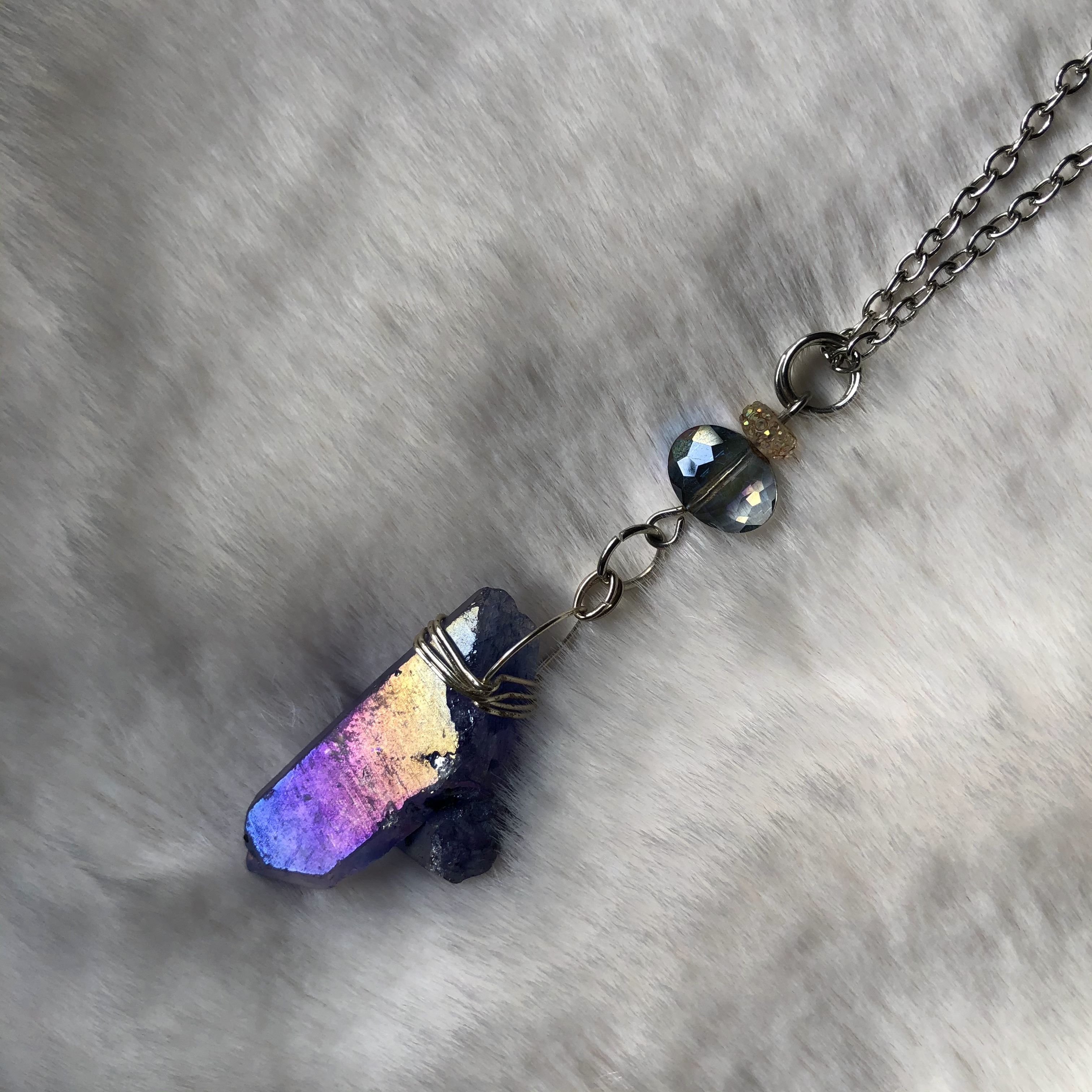 Aura Quartz Crystal Necklace