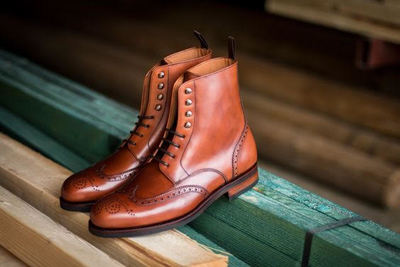 Handmade Brown Wingtip Brogue Ankle High Boot