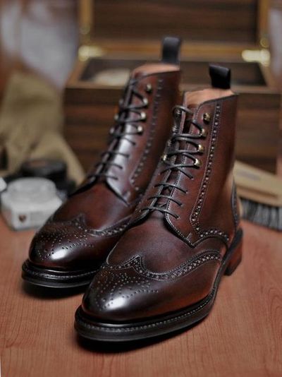 New Chocolate Brown Oxfords Brogue Leather Military High Rated Boot