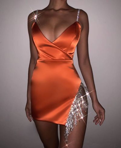 SP1453,Organge Tight Mini Beaded Spaghetti Straps Homecoming Dresses,Mini Prom Dance Dresses