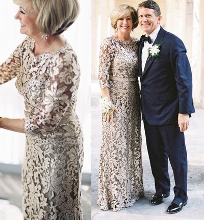 Lace Mother of the Bride Dresses 3/4 Sleeves