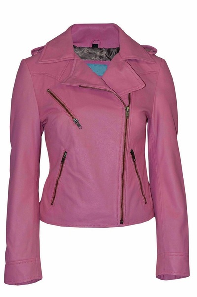 NEW Women Genuine Lambskin Real Leather Jacket Biker Pink Club Wear Coat