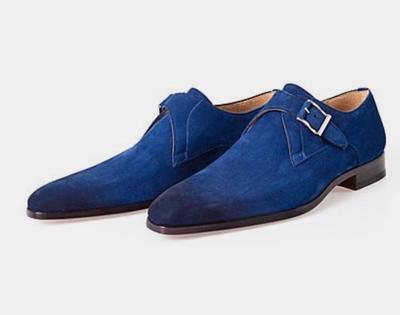 Handmade Two Tone Single Monk Strap Suede Men's Formal Shoes