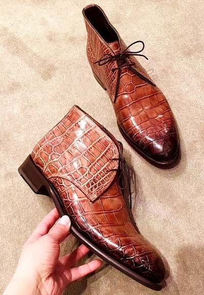 New Handmade Pure Alligator Leather Chukka Boot For Men's