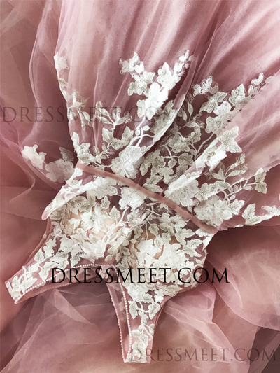 Cute Ball Gown V Neck Blush Pink Prom Dresses with Beading