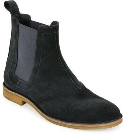 New Handmade Chelsea Suede Pure Leather Dark Gray Botika Boots for Men's