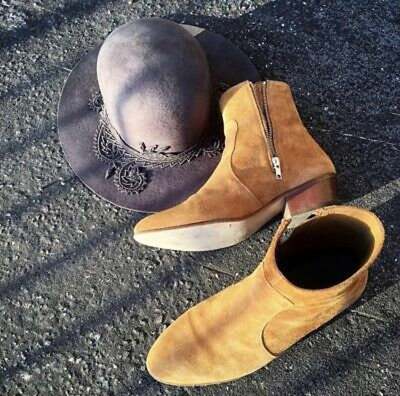 New Handmade Pure Suede Leather Tan Zipper Cowboy Style Boots for Men's