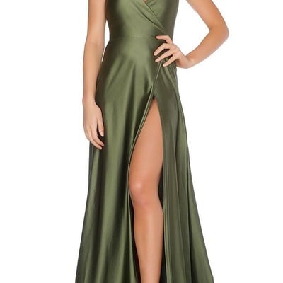 Olive green backless prom dresses  - Thumbnail 2