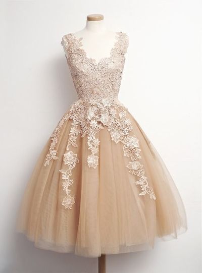 Vintage Champagne Lace Tulle Homecoming Dresses,Simple Short Prom Dresses,Party Dresses,91