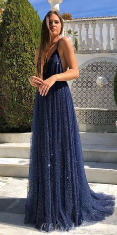 Bespoke navy a-line sparkly deep v-neck strapless tulle for a glamorous ball gown,101