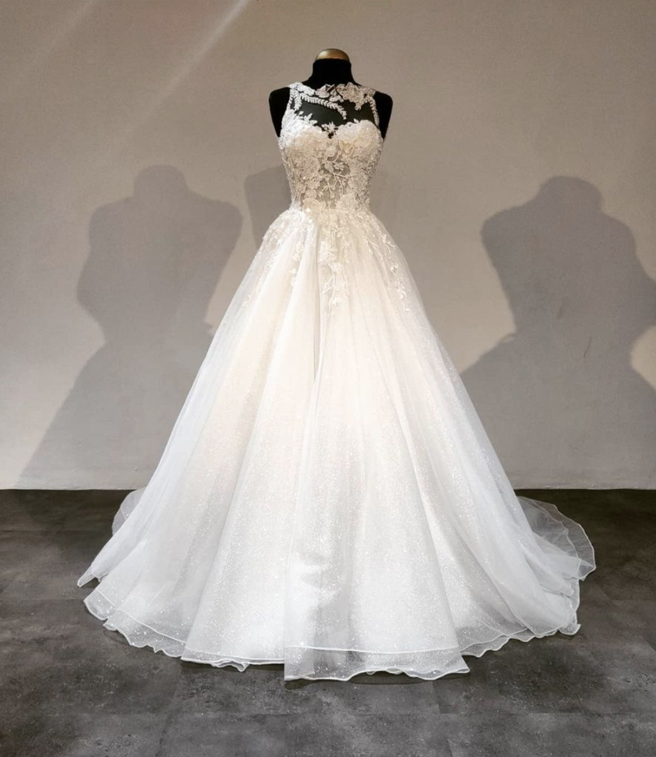 White lace long ball gown dress formal dress