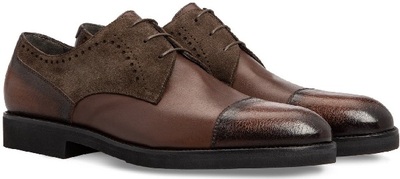 Customize Derby Brown Lace Up Suede Leather Men Handmade Cap Toe Formal Shoes