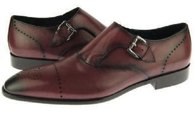 Customize Monk Strap Brown Patina Brogue Toe Handmade Leather Men Formal Shoes