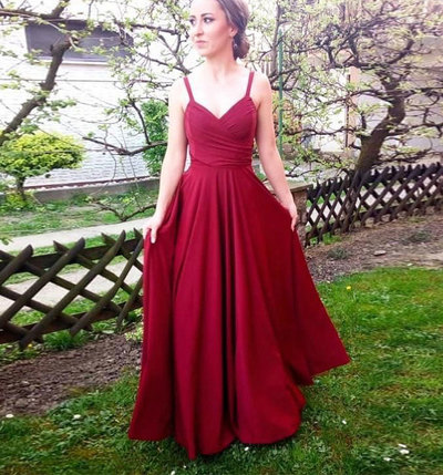 Spaghetti Straps Prom Dresses Red