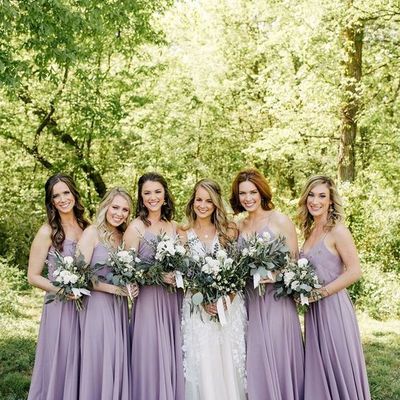 Cheap a-line v neck lilac chiffon long bridesmaid dress under 100 - Thumbnail 3