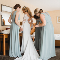 Mint Chiffon Halter Long Bridesmaid Dresses 2021 - Thumbnail 1