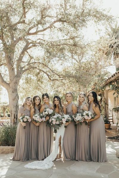 A-Line Light Brown Mismatch Bridesmaid Dress
