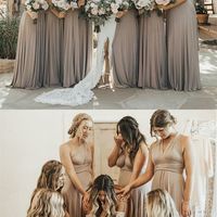 A-Line Light Brown Mismatch Bridesmaid Dress - Thumbnail 2