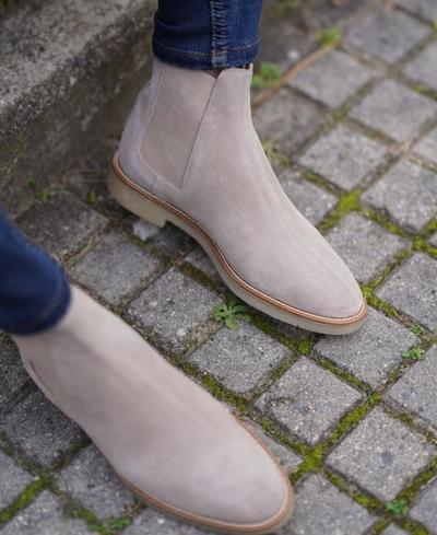 Handmade Men Grey Suede Chelsea Boot, New Ankle Boot