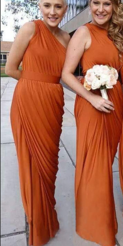 One shoulderbridesmaid dress, floor length bridesmaid dress, pleating bridesmaid dress, elegant bridesmaid dress online, sexy bridesmaid dress,872