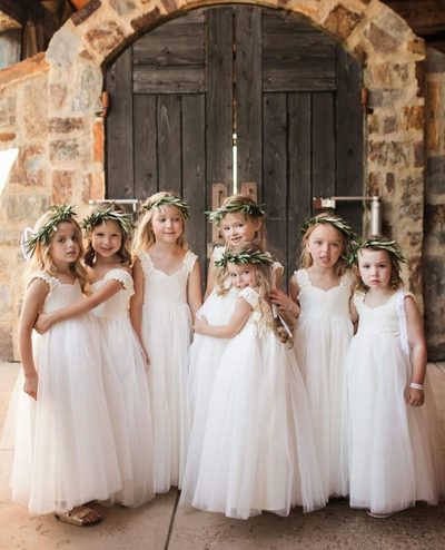 Pretty A-Line Sweetheart White Tulle Lace Flower Girl Dresses